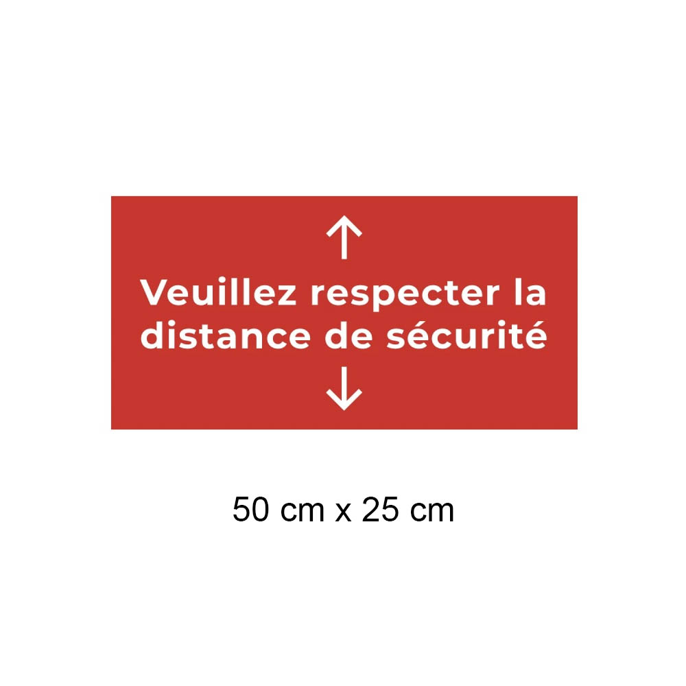 Adhésif de sol 50 cm x 25 cm Protection Covid-19 Respect distance de sécurité