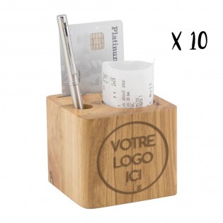 10 x Porte-additions personnalisés avec votre logo par gravure laser en bois modèle Cube - Hôtel Restaurant