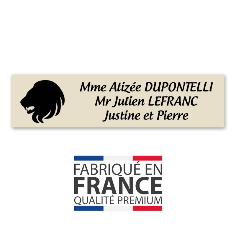 Plaque personnalisée 3 lignes avec nom + signe astrologique LION pour boite aux lettres type Decayeux (100x25mm) Plaque personnalisée 3 lignes avec nom + signe astrologique LION pour boite aux lettres type Decayeux (100x25mm)