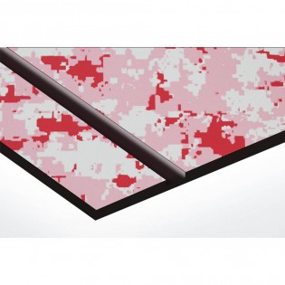 Plaque nom 2 lignes et symbole YIN YANG pour boite aux lettres type Decayeux (100x25mm) texture camouflage rose