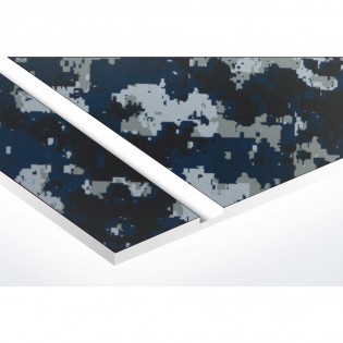 Plaque nom 2 lignes et symbole YIN YANG pour boite aux lettres type Decayeux (100x25mm) texture camouflage bleu