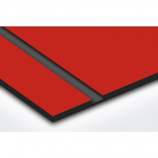 Plaque nom 1 ligne et symbole YIN YANG pour boite aux lettres type Decayeux (100x25mm) couleur rouge lettres noires