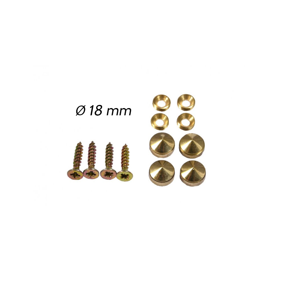 Fixation Murale signal/étique DECOHO Set de 4 Cache vis Laiton 18 mm Forme Conique
