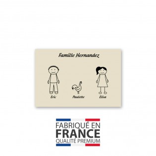 Plaque de maison Family personnalisée avec 3 membres pour boite aux lettres - Format 12x8 cm - Couleur beige