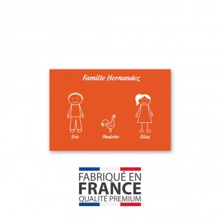 Plaque de maison Family personnalisée avec 3 membres pour boite aux lettres - Format 12x8 cm - Couleur orange
