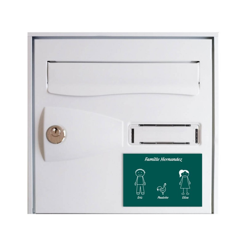 Plaque de maison Family personnalisée avec 3 membres pour boite aux lettres - Format 12x8 cm - Couleur vert foncé Plaque de maison Family personnalisée avec 3 membres pour boite aux lettres - Format 12x8 cm - Couleur vert foncé