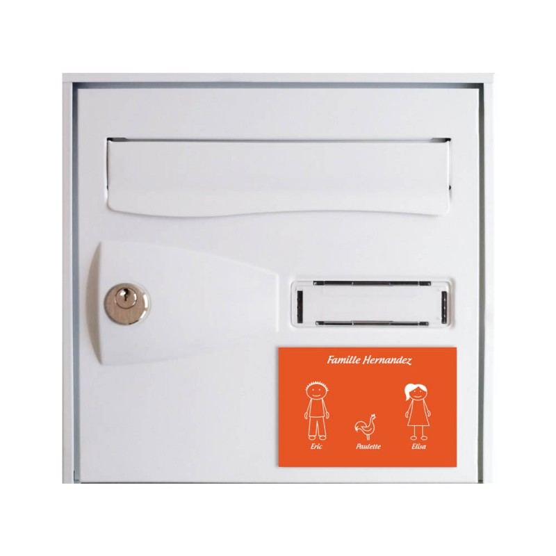 Plaque de maison Family personnalisée avec 3 membres pour boite aux lettres - Format 12x8 cm - Couleur orange Plaque de maison Family personnalisée avec 3 membres pour boite aux lettres - Format 12x8 cm - Couleur orange