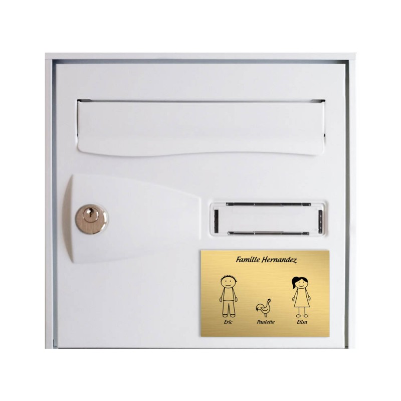 Plaque de maison Family personnalisée avec 3 membres pour boite aux lettres - Format 12x8 cm - Couleur or Plaque de maison Family personnalisée avec 3 membres pour boite aux lettres - Format 12x8 cm - Couleur or