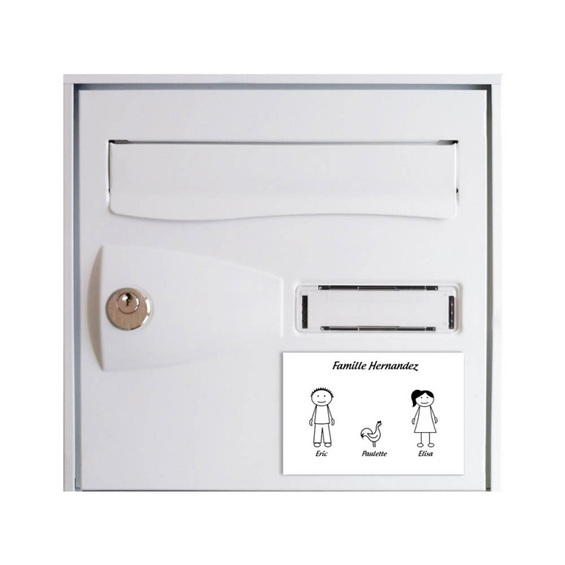 Plaque de maison Family personnalisée avec 3 membres pour boite aux lettres - Format 12x8 cm - Couleur blanche / noire Plaque de maison Family personnalisée avec 3 membres pour boite aux lettres - Format 12x8 cm - Couleur blanche / noire