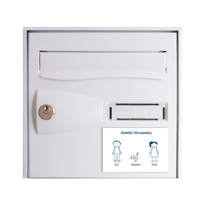 Plaque de maison Family personnalisée avec 3 membres pour boite aux lettres - Format 12x8 cm - Couleur blanche / bleue Plaque de maison Family personnalisée avec 3 membres pour boite aux lettres - Format 12x8 cm - Couleur blanche / bleue