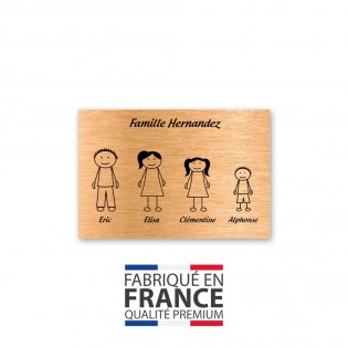 Plaque de maison Family personnalisée avec 4 membres pour boite aux lettres - Format 12x8 cm - Couleur cuivre
