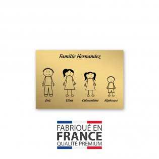 Plaque de maison Family personnalisée avec 4 membres pour boite aux lettres - Format 12x8 cm - Couleur or