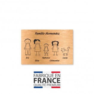 Plaque de maison Family personnalisée avec 5 membres pour boite aux lettres - Format 12x8 cm - Couleur cuivre