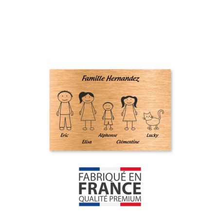 Plaque de maison Family personnalisée avec 5 membres pour boite aux lettres - Format 12x8 cm - Couleur cuivre