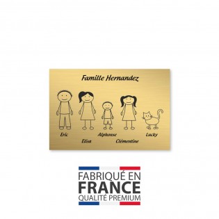 Plaque de maison Family personnalisée avec 5 membres pour boite aux lettres - Format 12x8 cm - Couleur or