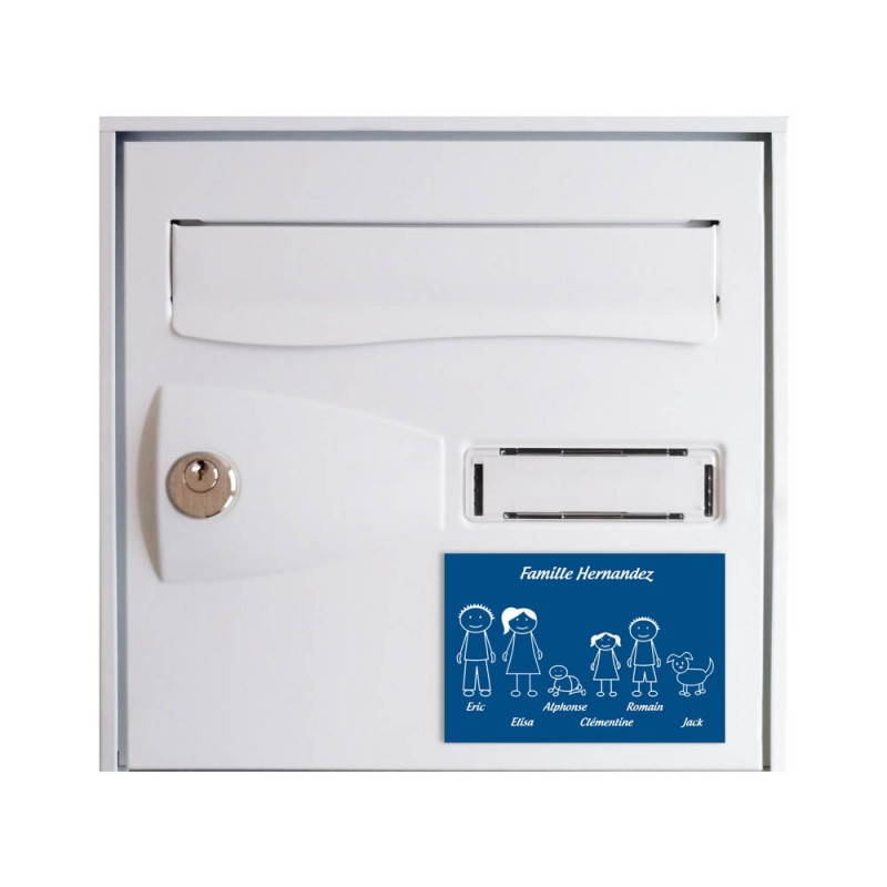 Plaque de maison Family personnalisée avec 6 membres pour boite aux lettres - Format 12x8 cm - Couleur bleue Plaque de maison Family personnalisée avec 6 membres pour boite aux lettres - Format 12x8 cm - Couleur bleue