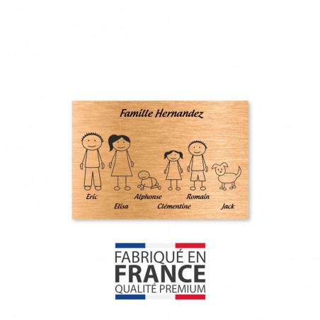 Plaque de maison Family personnalisée avec 6 membres pour boite aux lettres - Format 12x8 cm - Couleur cuivre