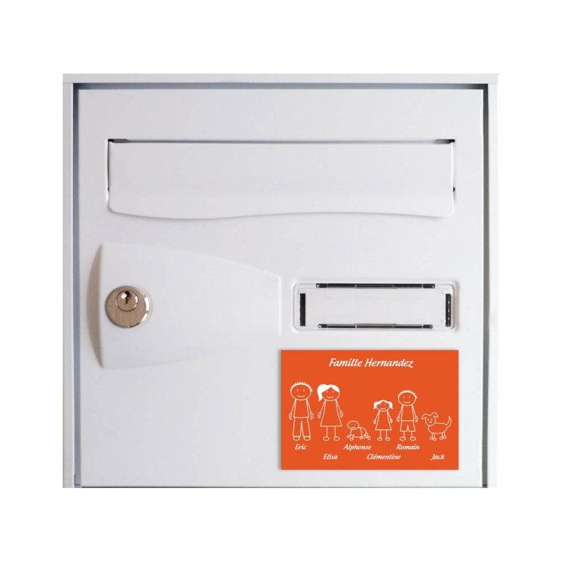 Plaque de maison Family personnalisée avec 6 membres pour boite aux lettres - Format 12x8 cm - Couleur orange Plaque de maison Family personnalisée avec 6 membres pour boite aux lettres - Format 12x8 cm - Couleur orange