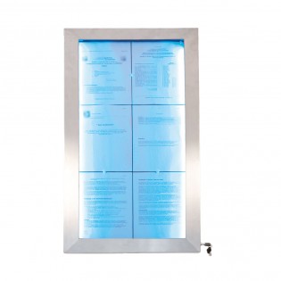 Porte-menu mural LED format 6 x A4 en Inox brossé