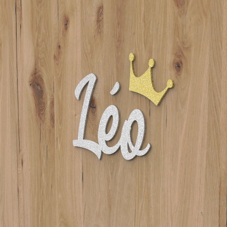 Plaque de porte prénom à personnaliser couleur argent à paillettes - Décoration porte de chambre, anniversaire, naissance