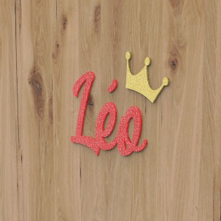 First name door plaque to personalize red color with glitter - Bedroom door decoration, birthday, birth