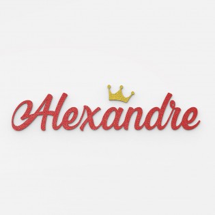 First name door plaque to personalize red color with glitter - Bedroom door decoration, birthday, birth