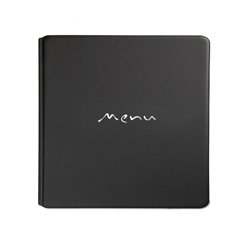 Protège menu Toscana couleur noir format carré (modèle Quadrato) - Présentation menus hôtel-restaurant