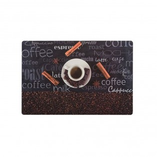 Lot de 4 sets de table petit-déjeuner cuisine modèle gourmand café - Set de table rectangle 45 x 30 cm