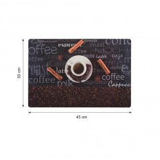 Lot de 4 sets de table petit-déjeuner cuisine modèle café gourmand - Set de table rectangle 45 x 30 cm
