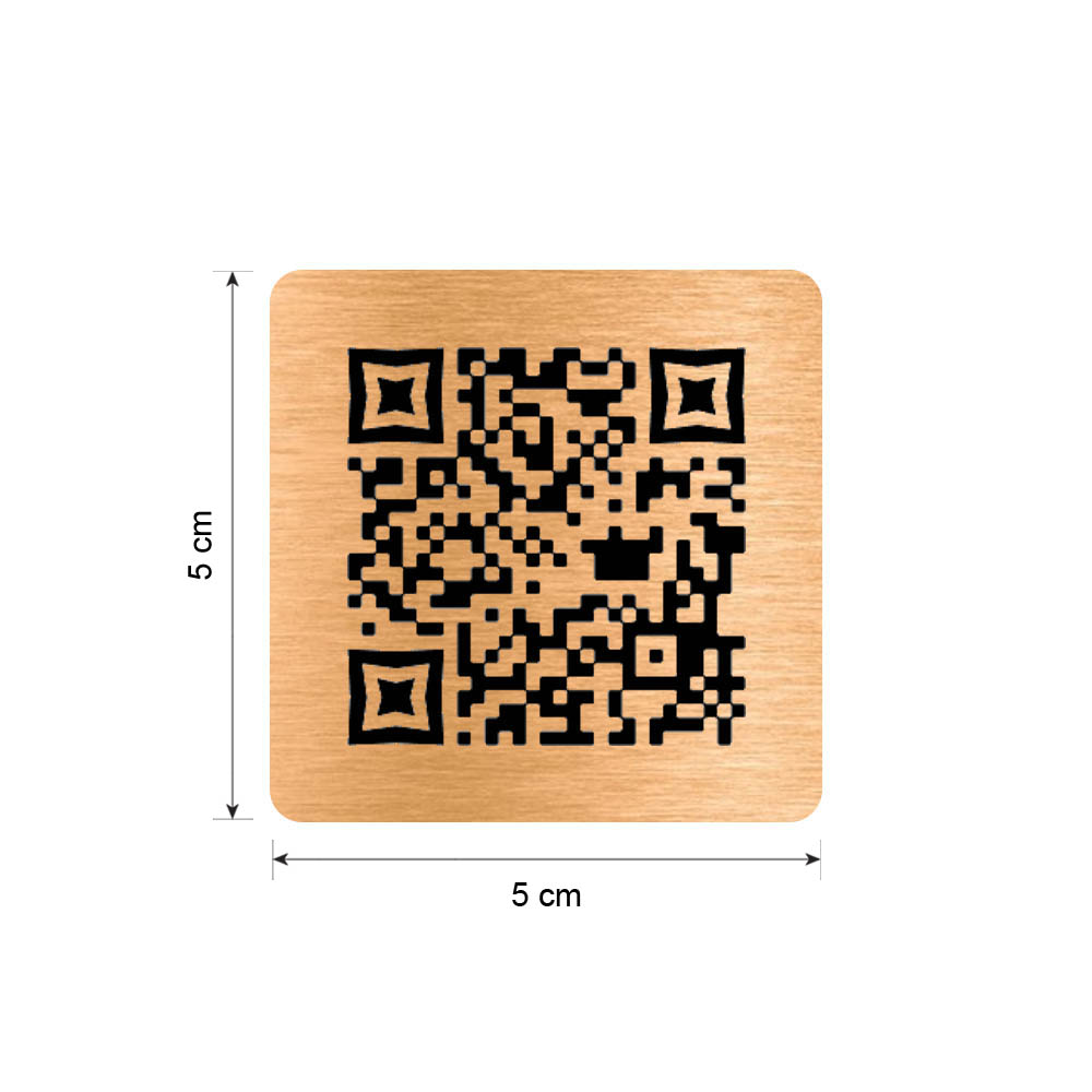Menu sans contact pictogramme carré QR Code pour présentation menu hôtel restaurant - Couleur cuivre brossé