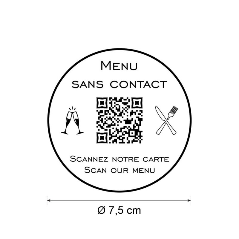 Menu sans contact personnalisé format rond QR Code - Présentation menu hôtel restaurant sans contact - Couleur blanc Menu sans contact personnalisé format rond QR Code - Présentation menu hôtel restaurant sans contact - Couleur blanc