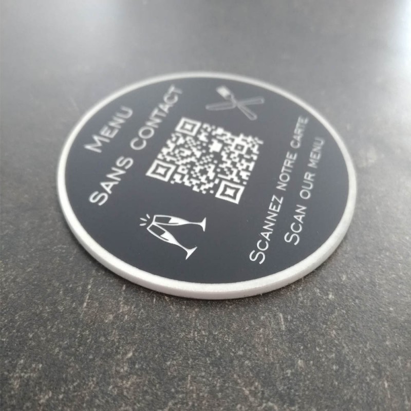Pictogramme QR Code Menu Sans Contact Pour Restaurant - PVC Cuivre Brossé 5x5 Cm - 13