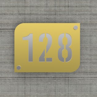 Design gold-colored street/house number plaque with customizable background - URBAN model