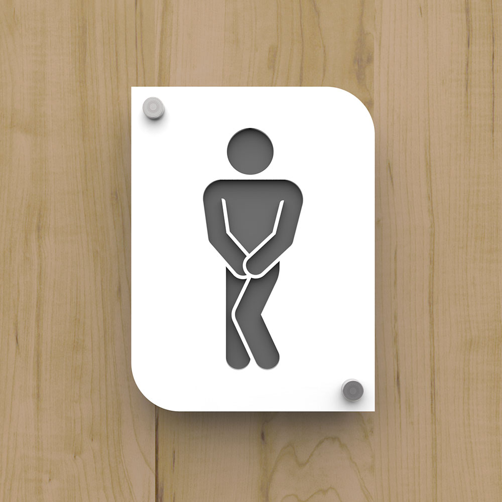 Plaque de porte design en plexi toilettes hommes couleur blanc personnalisable - Pictogramme toilettes WC hommes