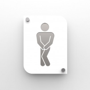 Plaque de porte design en plexi toilettes hommes couleur blanc personnalisable - Pictogramme toilettes WC hommes