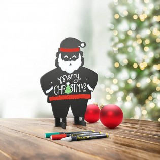 Ardoise de table silhouette 3D noire modèle Père Noël + 3 feutres-craie - Décoration Noël ardoise restaurant