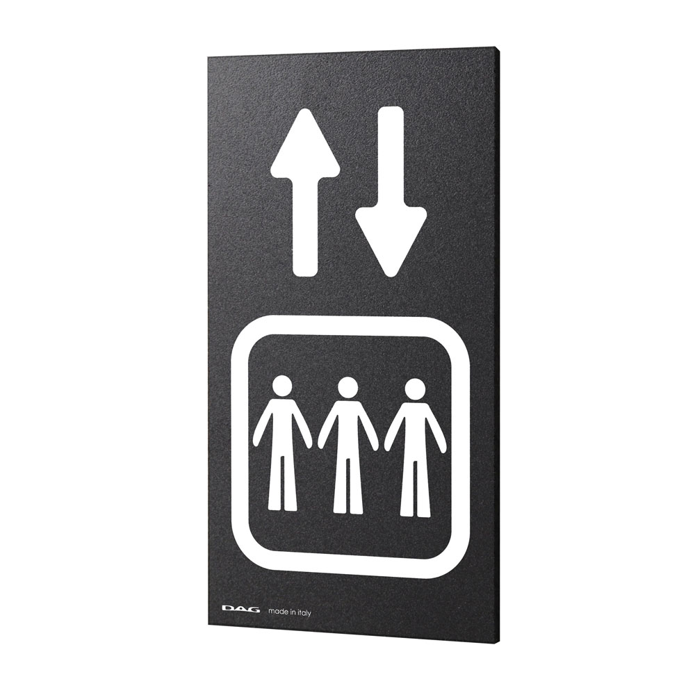 Plaque de porte Ascenseur 8 x 15 cm - Signalétique noir/ blanc design pour lieux publics