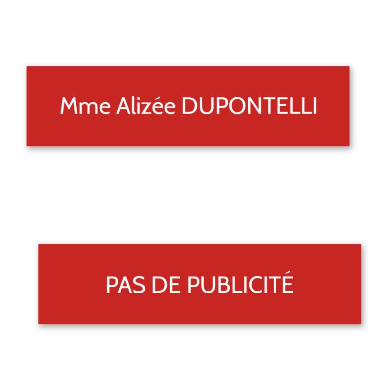 Plaque nom logo STOP PUB boite aux lettres Decayeux (100 x 25 mm