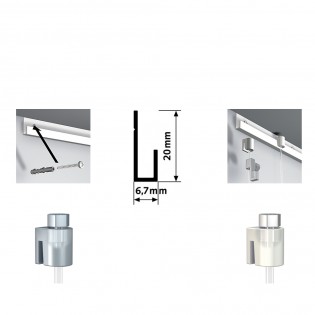 Pack complet 4 mètres cimaise Classic J couleur Aluminium - Suspension et déplacement facile de cadres et tableaux