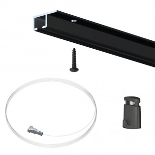 Pack 6 mètres cimaise Top Rail couleur Noir - Cimaise rail plafond pour suspension cadres et tableaux