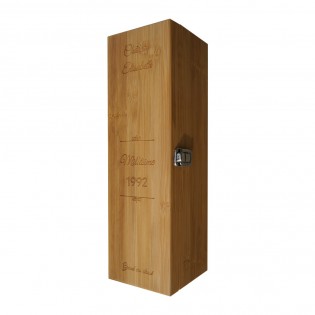 Personalized bamboo wine box with first name "Château, Millésime" - Bamboo wine box with 4 serving pieces