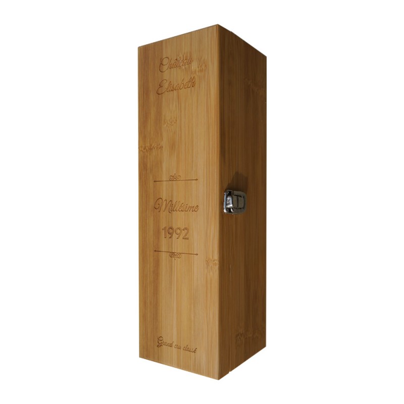 Personalized bamboo wine box with first name "Château, Millésime" - Bamboo wine box with 4 serving pieces Personalized bamboo wine box with first name "Château, Millésime" - Bamboo wine box with 4 serving pieces