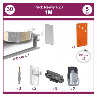 1 mètre Blanc mat : Pack complet cimaise Newly R20