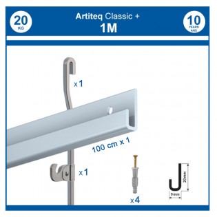 Pack 1 mètre cimaise Classic + Gallery couleur Alu - Solution d'accrochage pour décoration murale lourde