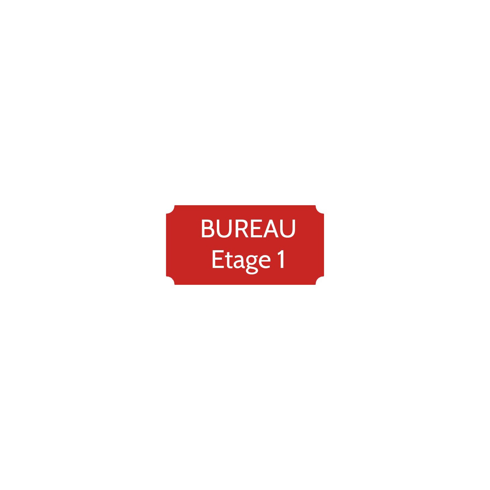 Plaque de porte gravée sur 1 à 2 lignes couleur rouge lettres blanches - Format rectangle classique 75 x 150 mm