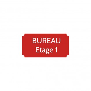 Plaque de porte gravée sur 1 à 2 lignes couleur rouge lettres blanches - Format rectangle classique 75 x 150 mm
