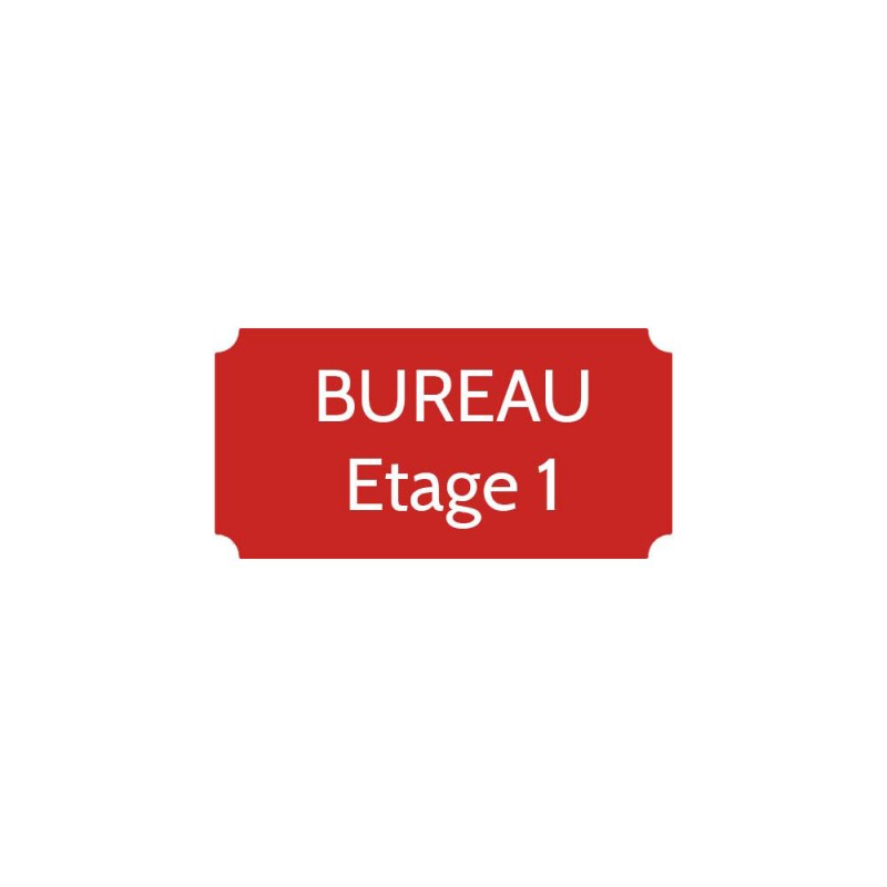Plaque de porte gravée sur 1 à 2 lignes couleur rouge lettres blanches - Format rectangle classique 75 x 150 mm