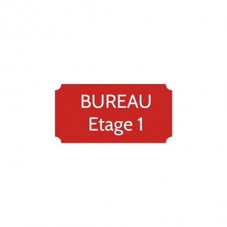 Plaque de porte gravée sur 1 à 2 lignes couleur rouge lettres blanches - Format rectangle classique 75 x 150 mm