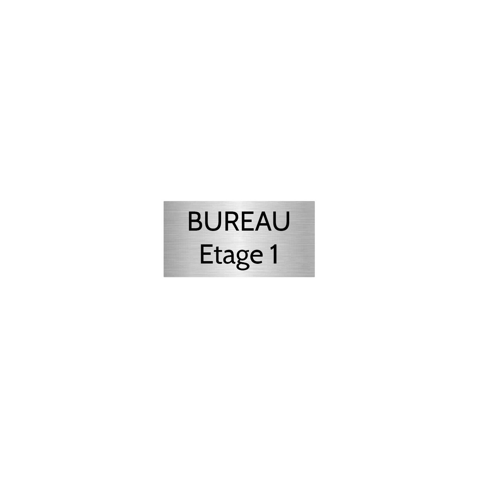 Plaque de porte gravée sur 1 à 2 lignes couleur gris argent lettres noires - Format rectangle 75 x 150 mm