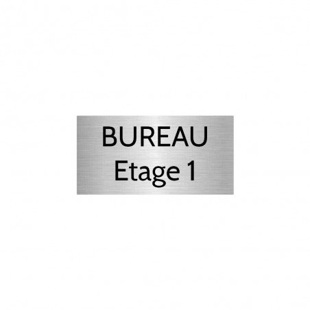 Plaque de porte gravée sur 1 à 2 lignes couleur gris argent lettres noires - Format rectangle 75 x 150 mm